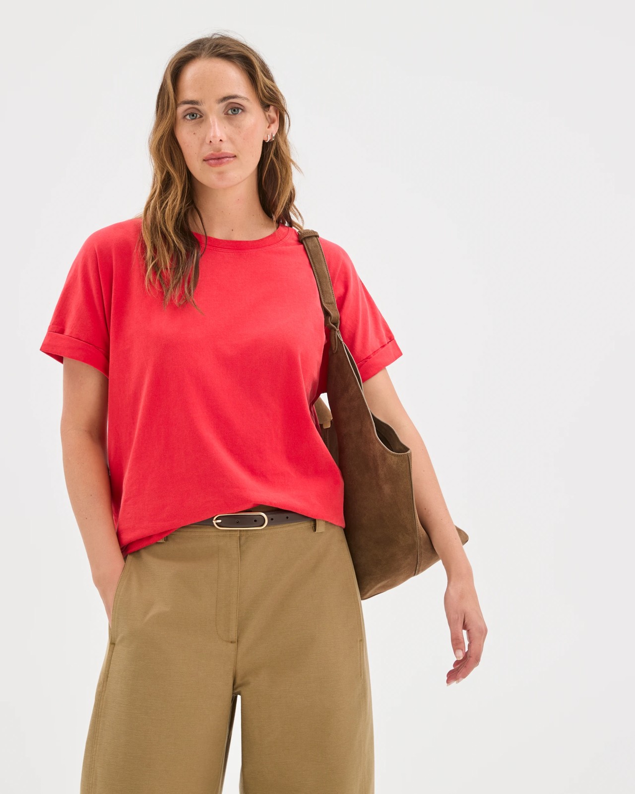 Australian Cotton Oversized Boxy T-Shirt - Soft Taupe 3 of 5