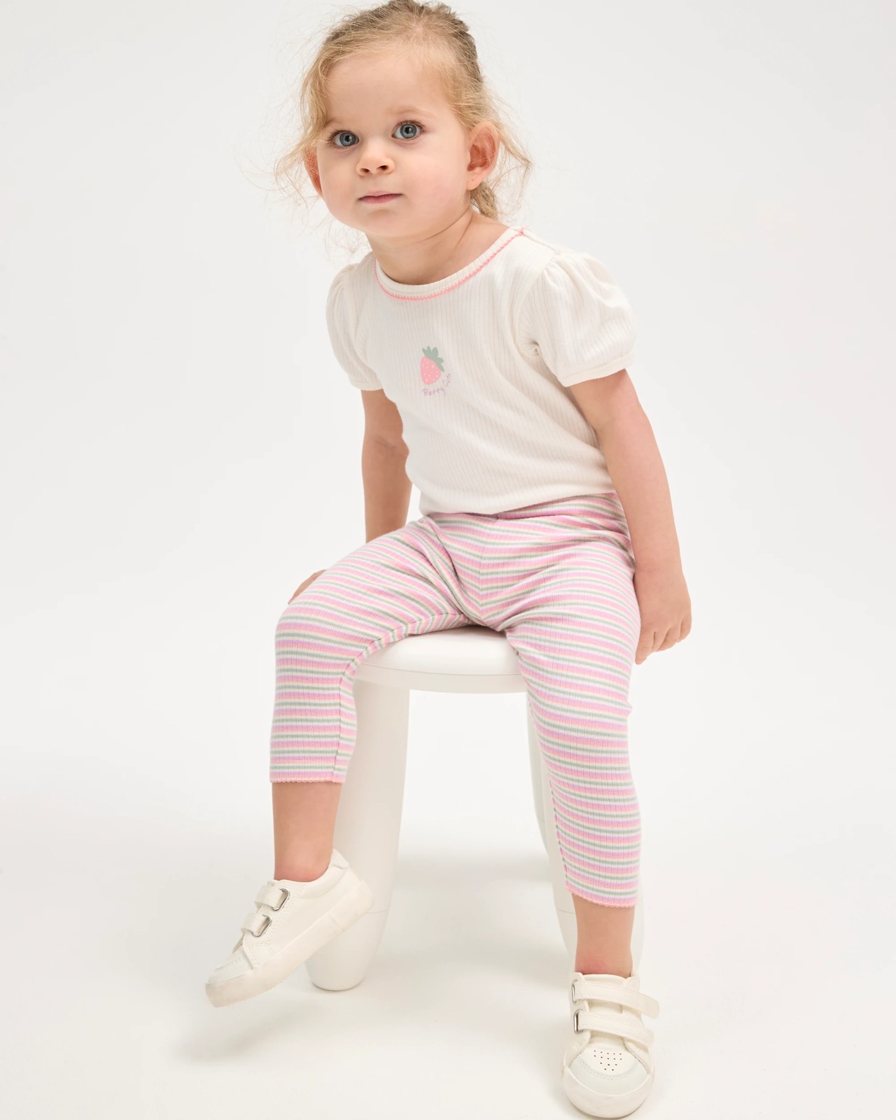Baby Organic Cotton Short Sleeve Bodysuit & Leggings 2 Piece Set - Strawberry Neutral 2 of 6