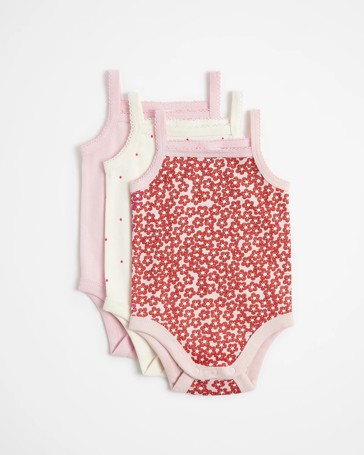 3 Pack Baby Strappy Bodysuit