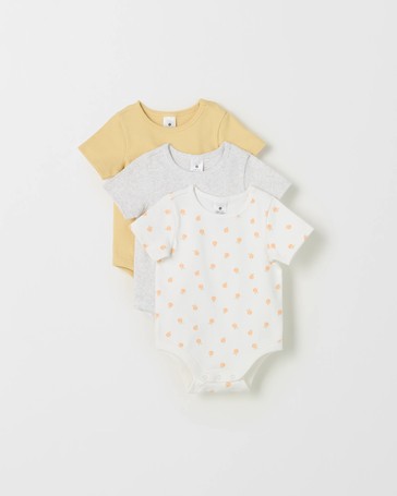 Baby Cotton 3 Pack Rib Bodysuits