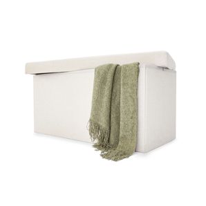 Linen Look Storage Ottoman, Beige - Anko
