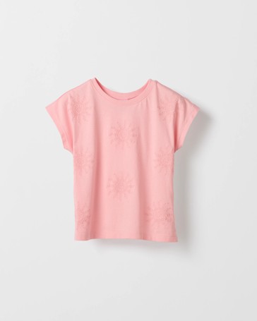Australian Cotton Younger Girls Knit Broderie T-shirt