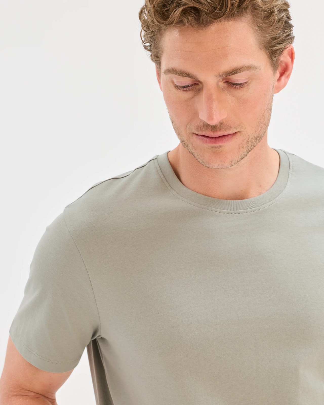 Australian Cotton Crew Neck T-Shirt - Forest Fog 3 of 6