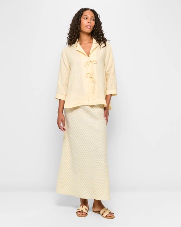 European Linen Tie Front Shirt