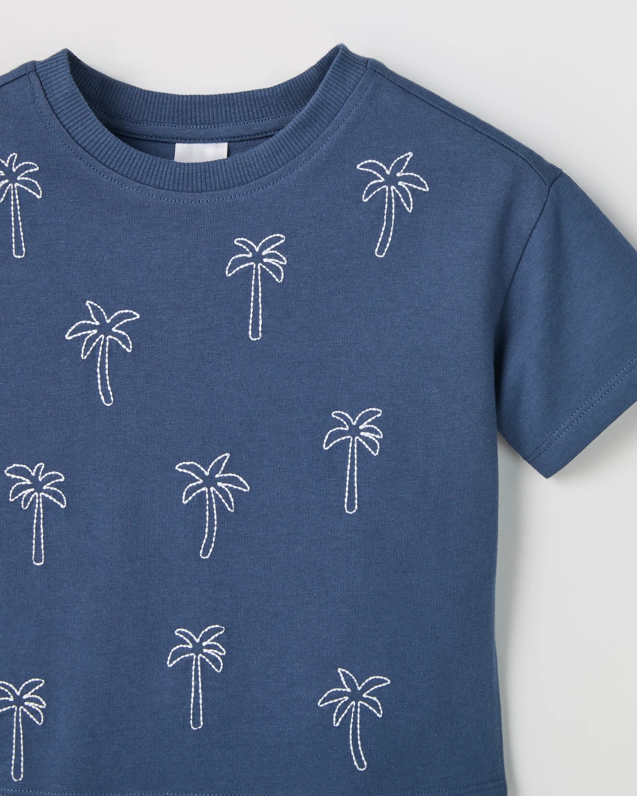 Baby Organic Cotton Embroidered T-Shirt - Palm Trees Navy 6 of 6