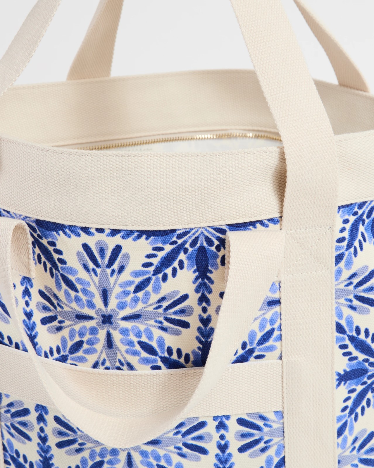Canvas Printed Beach Tote Bag - Blue Tile 2 of 2