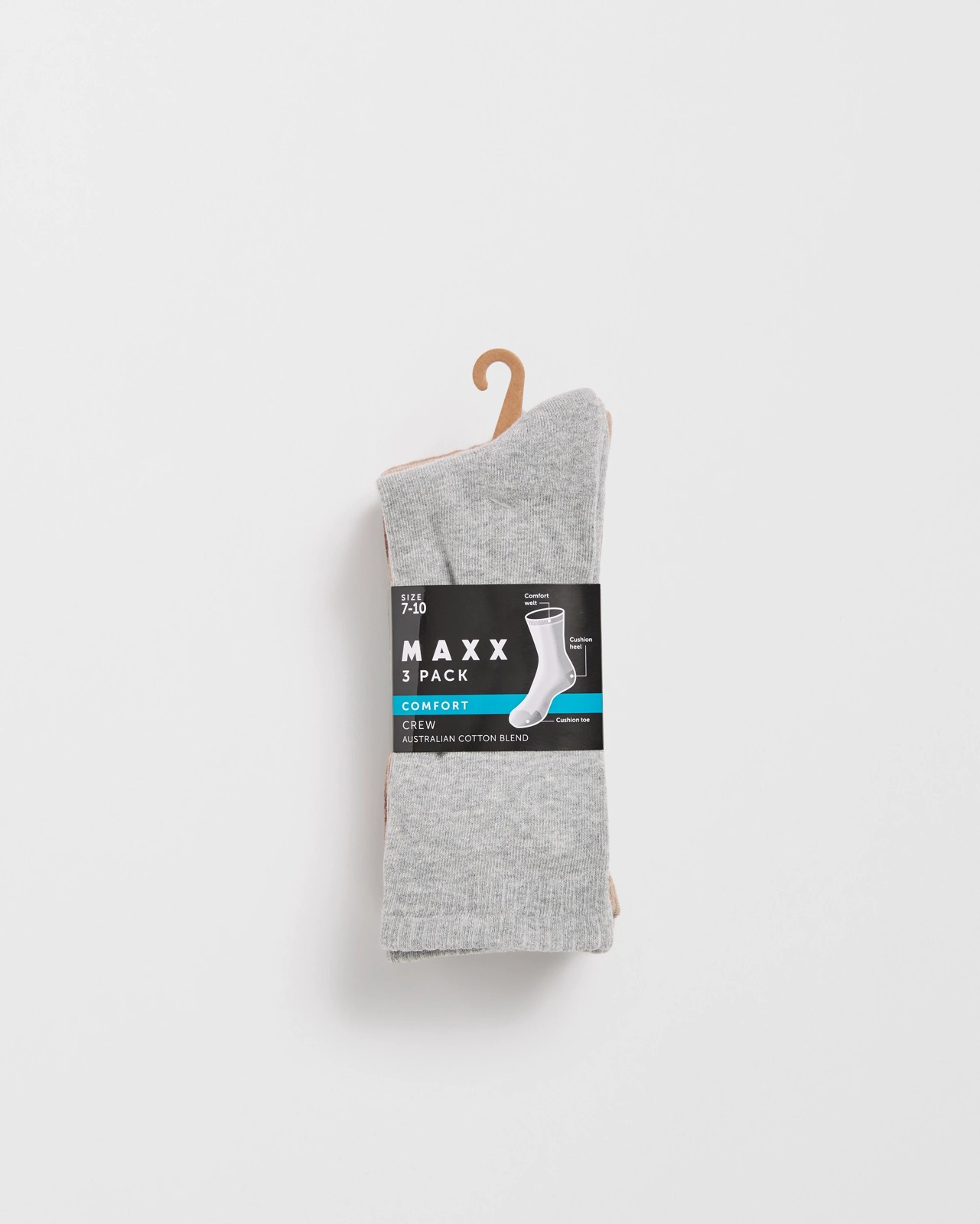 Maxx Australian Cotton Blend 3 Pack Comfort Socks 3 of 3