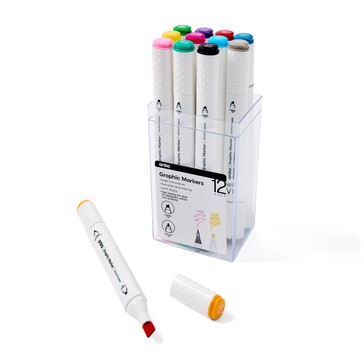 Dual-Tip Graphic Markers, 12 Pack - Anko