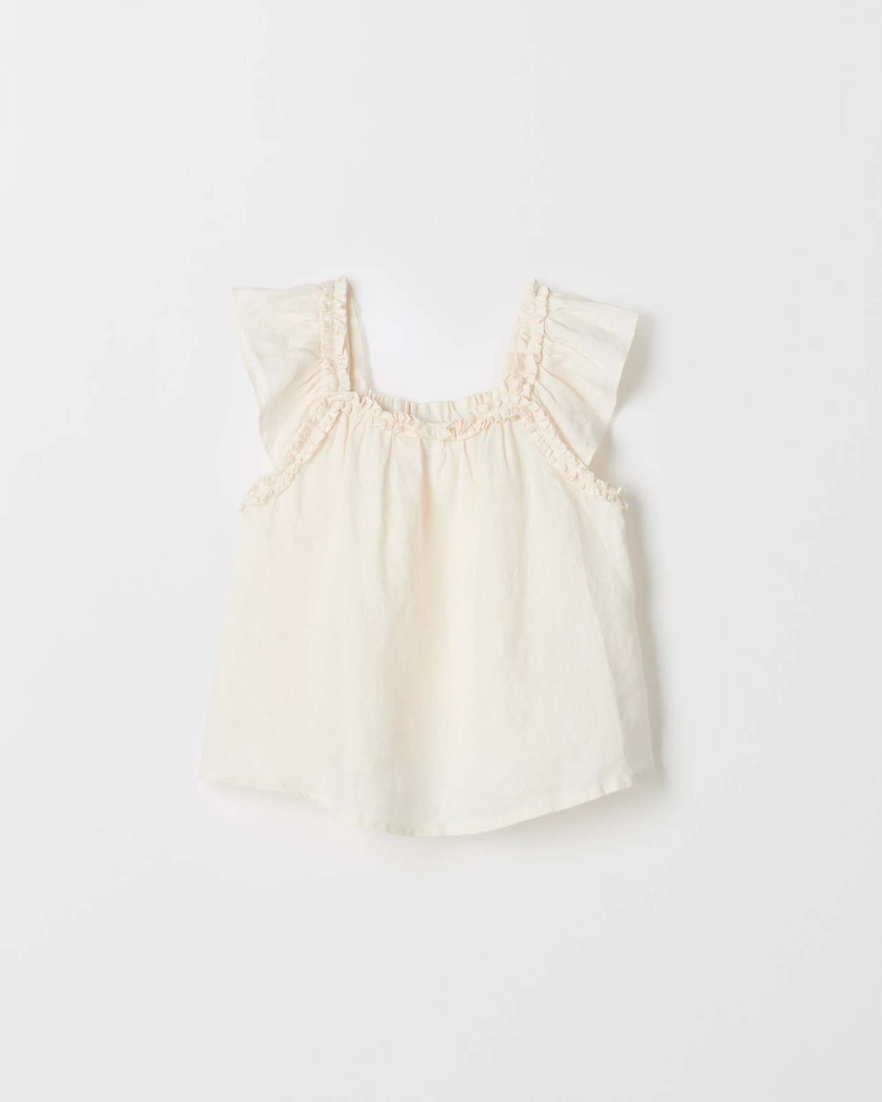 European Linen Flutter Sleeve Tank Top - Cream 5 of 6