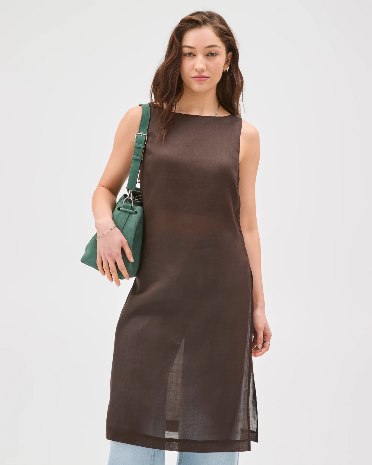 Lily Loves Sheer Tunic Top - Truffle 4 of 5