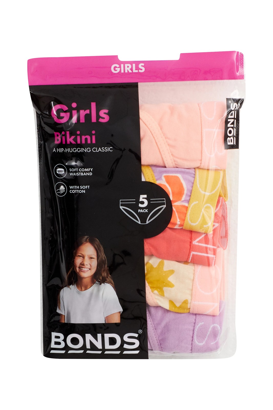 Bonds 5 Pack Girls Bikini Briefs - Breezy Palm Orange 3 of 3