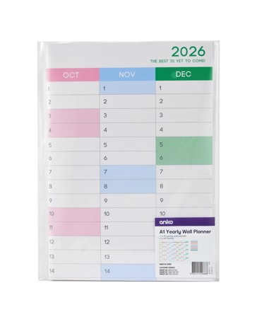Anko A1 2026 Yearly Wall Planner