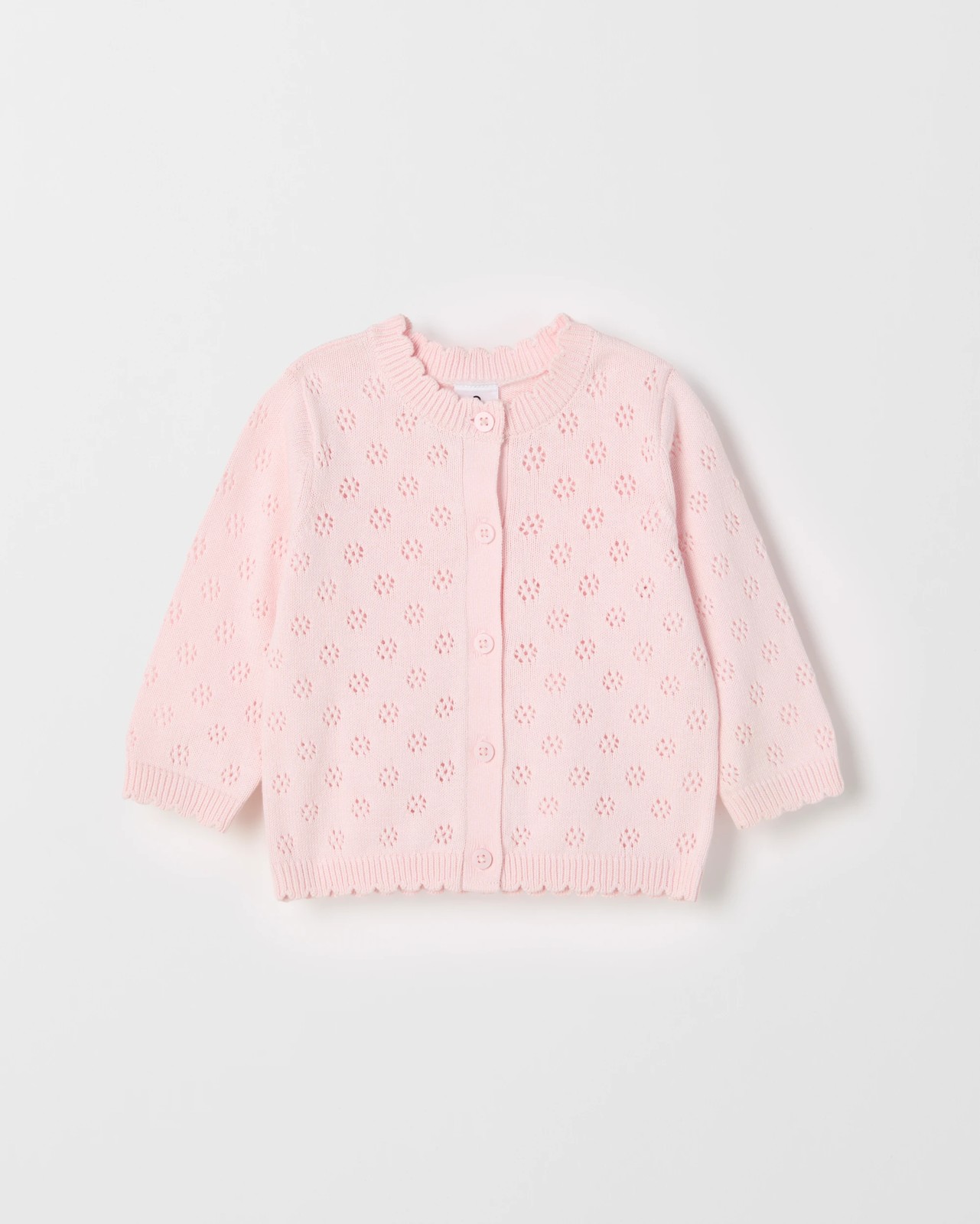 Baby Organic Cotton Pointelle Cardigan - Ballet Slipper 5 of 6