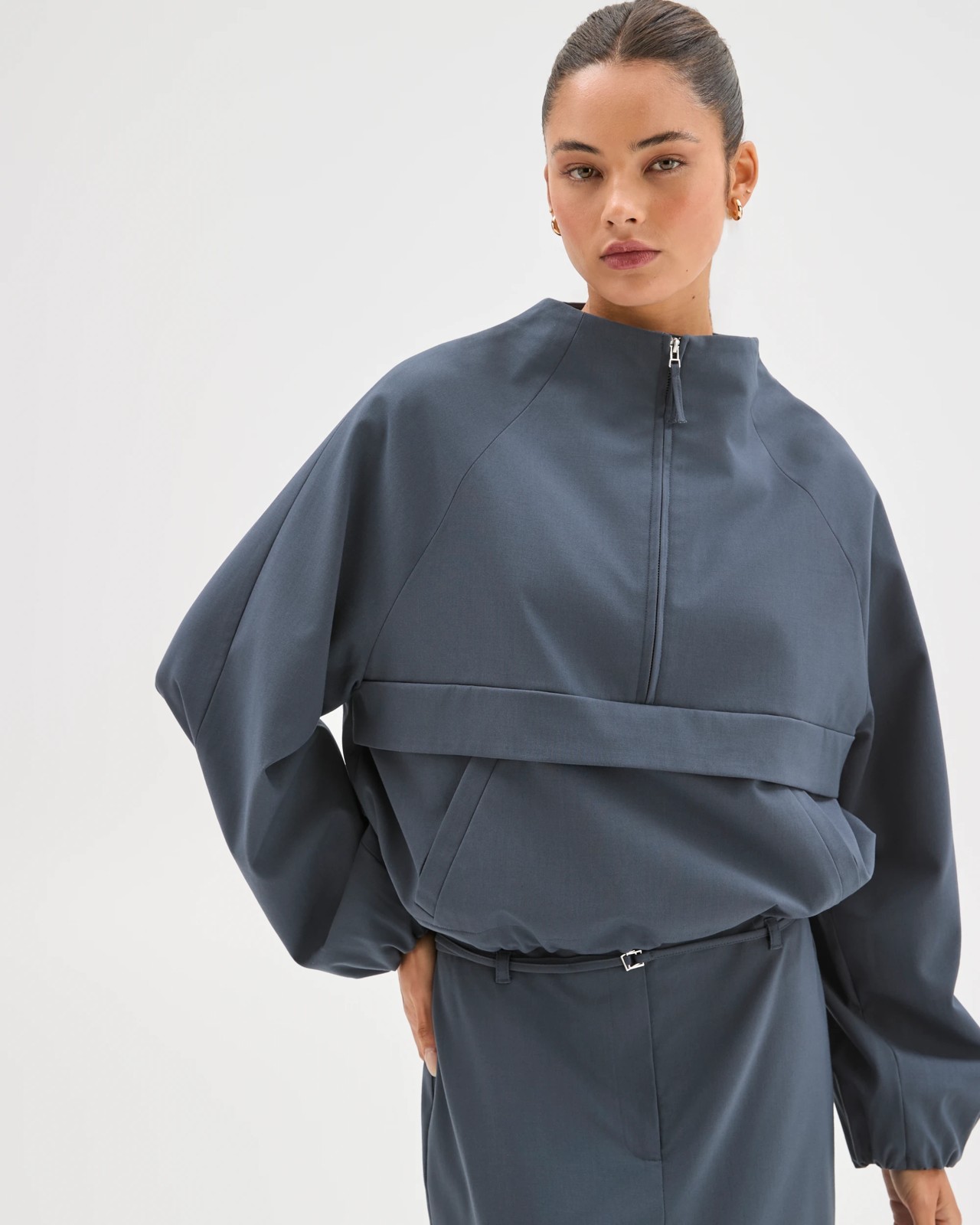 Lily Loves Tailored 1/4 Zip Jacket - Steel Grey 2 of 6