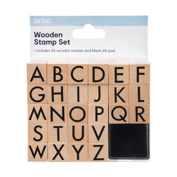 Wooden Stamp Set, Alphabet, Large - Anko