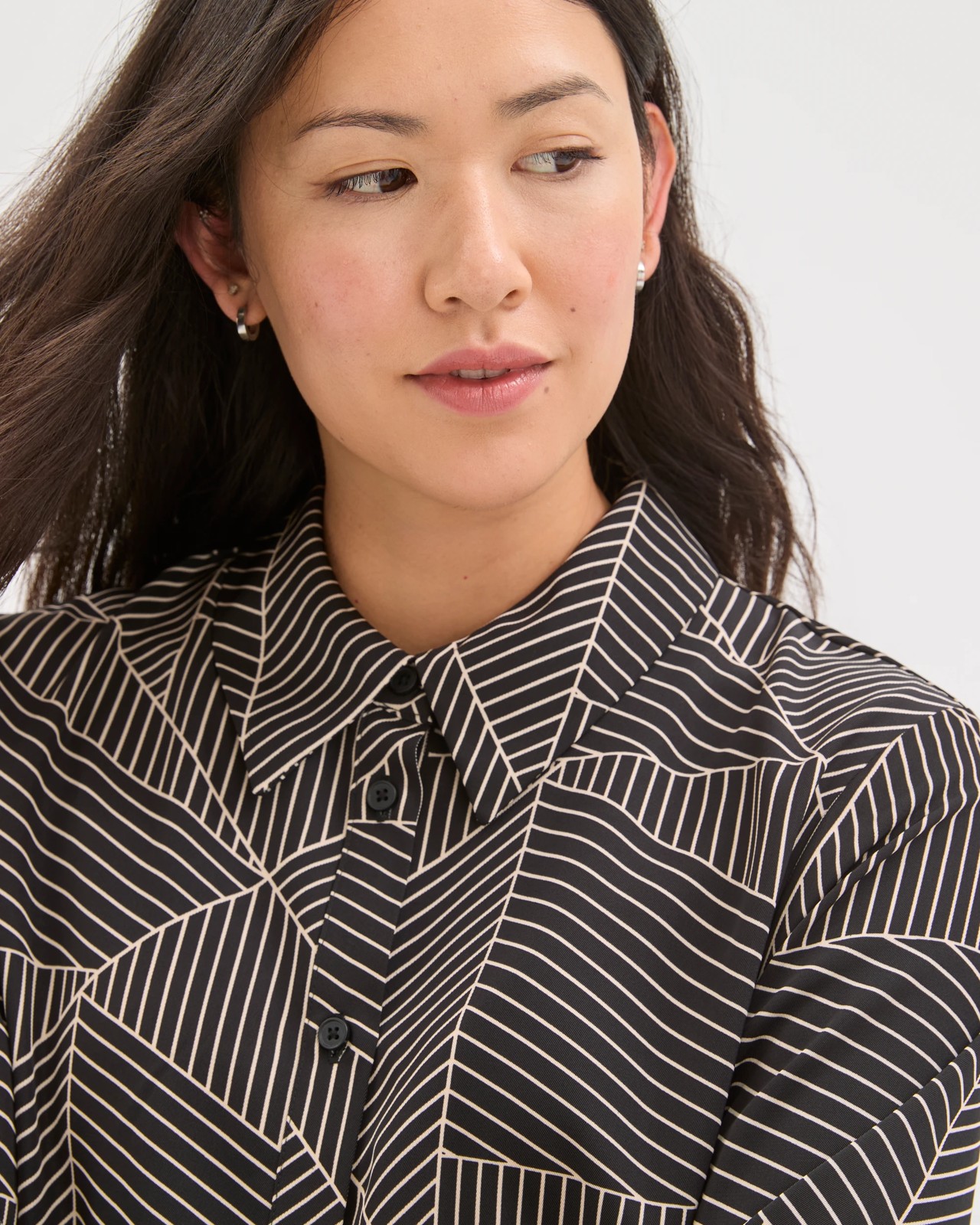 Preview Long Sleeve Crossover Midi Shirt Dress 5 of 5