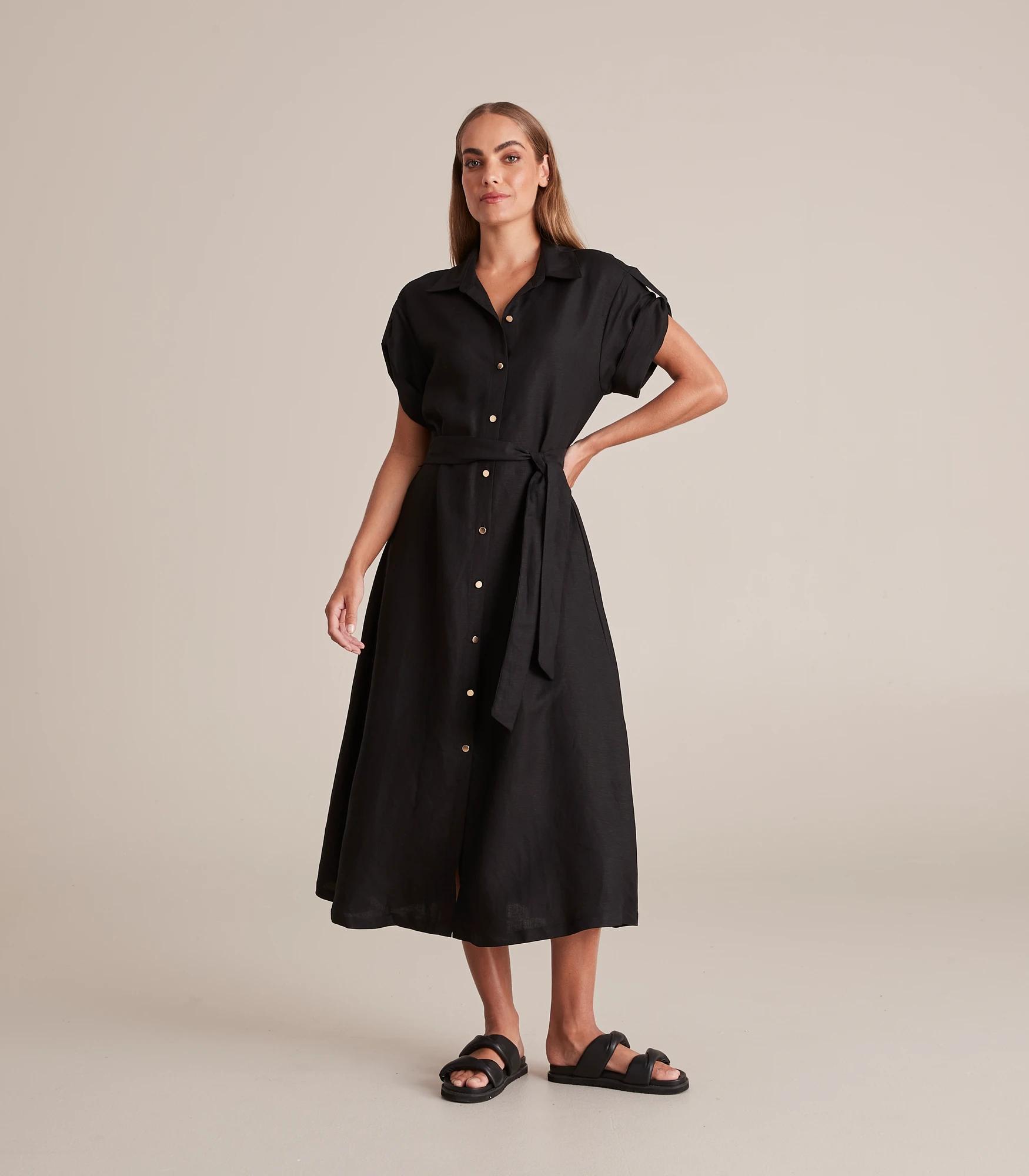 linen bow dress Women's Birdy A-line Bow Linen Cotton Midi Dress S/M/L/Customize Blue Grey MEAN BLVD Blue Grey / S
