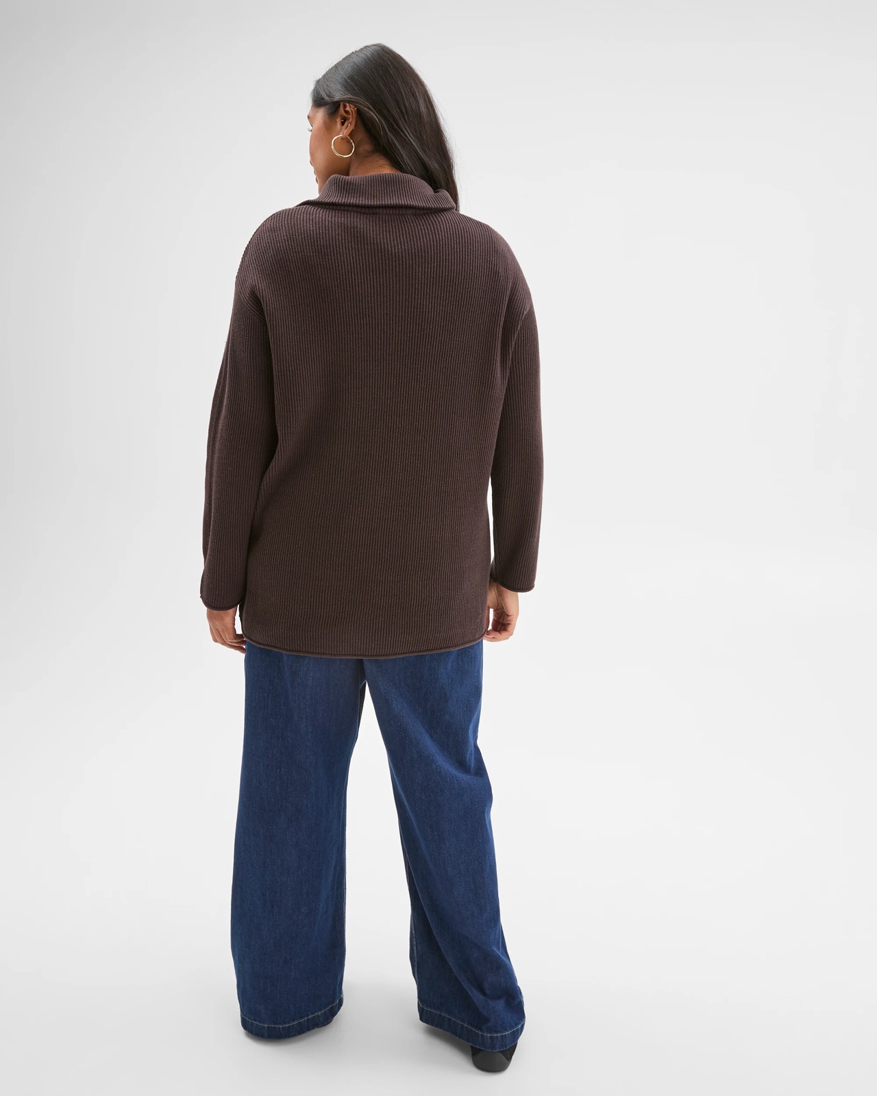 Plus Size Australian Cotton Blend 1/4 Zip Jumper - Brunette 3 of 6