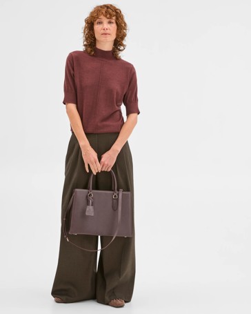 Preview Mock Neck Stitch Detail Merino Top