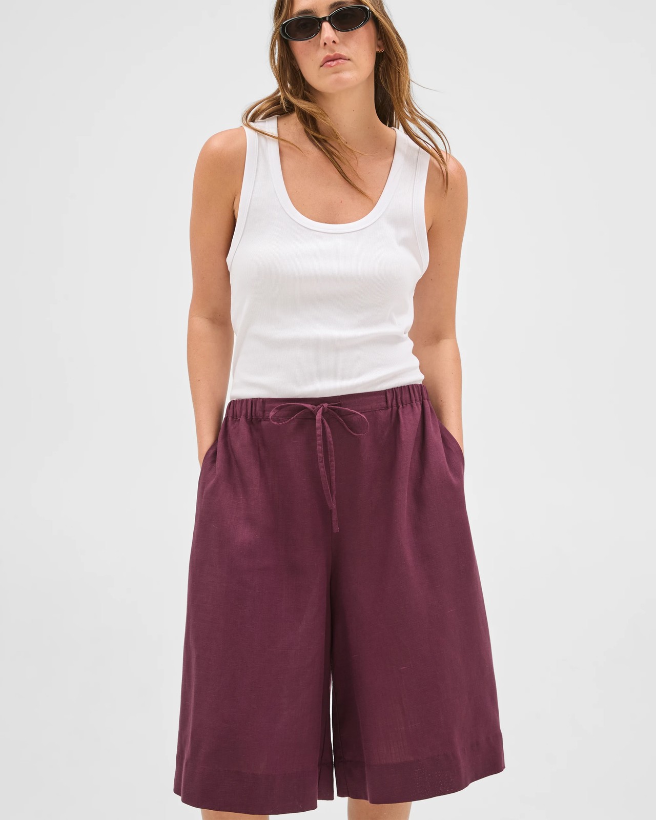 Cropped Culotte Pants - Merlot 5 of 5