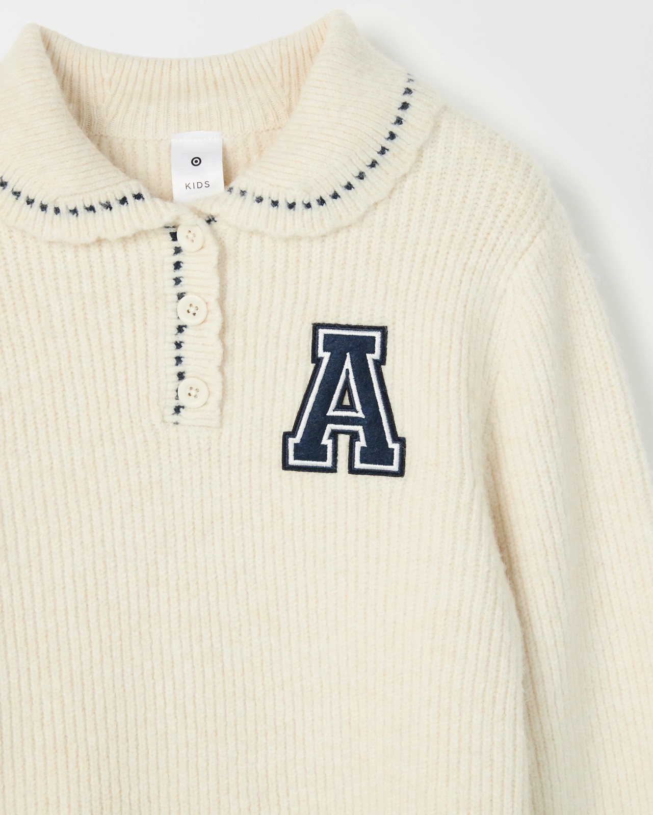 Long Sleeve Collared Knit Jumper - Cream 2 of 2