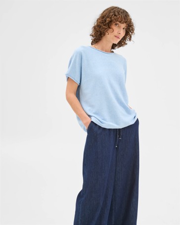 Australian Cotton Blend Rolled Knit T-Shirt