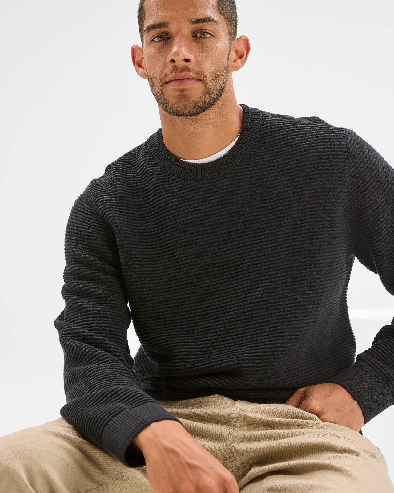 Australian Cotton Ottoman Knit Jumper - Black 5 of 6