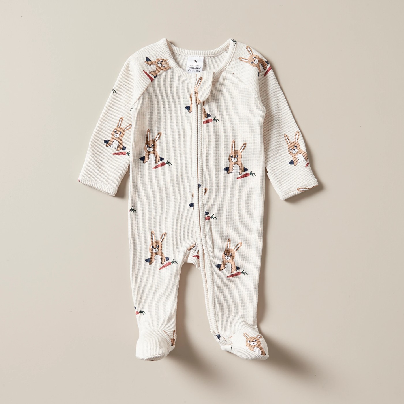 Baby Organic Cotton Waffle Bunny Coverall 4 of 4
