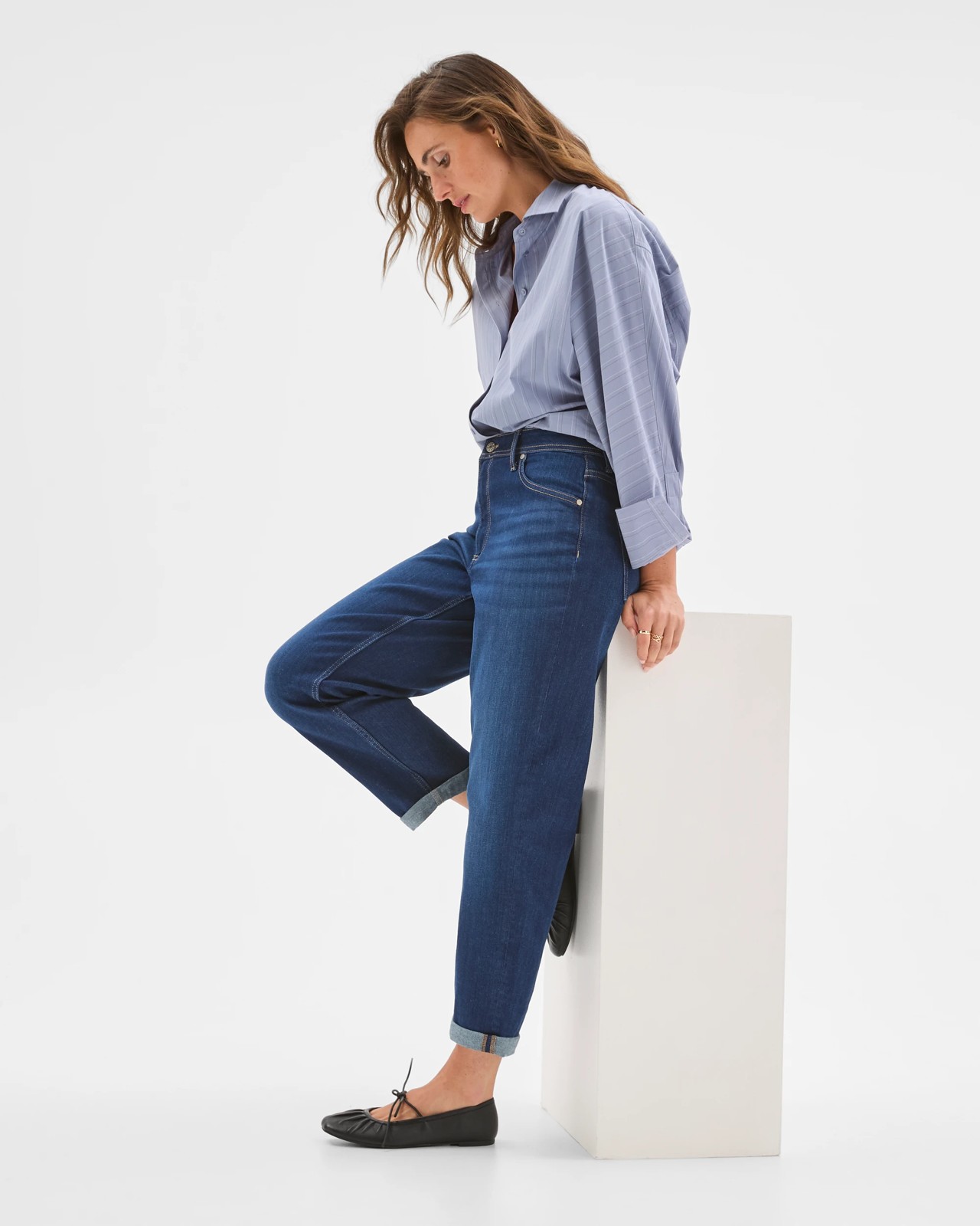 Denim Mid Rise Courtney Girlfriend Jeans - Saphire 2 of 6