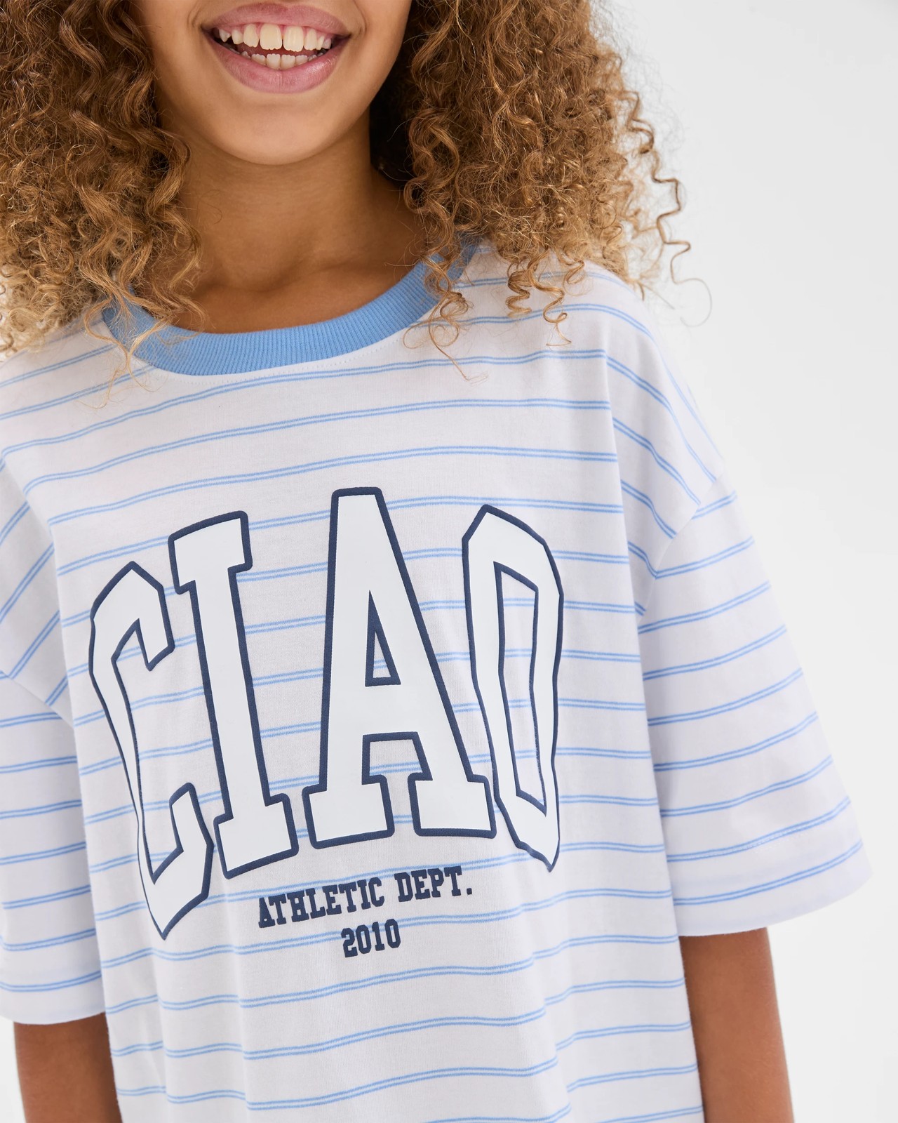 Australian Cotton Oversized T-Shirt - Blue / White Stripe 4 of 6