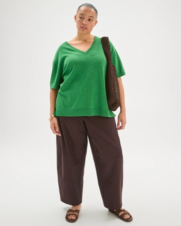Plus Size Australian Cotton Blend V-Neck Knit T-Shirt