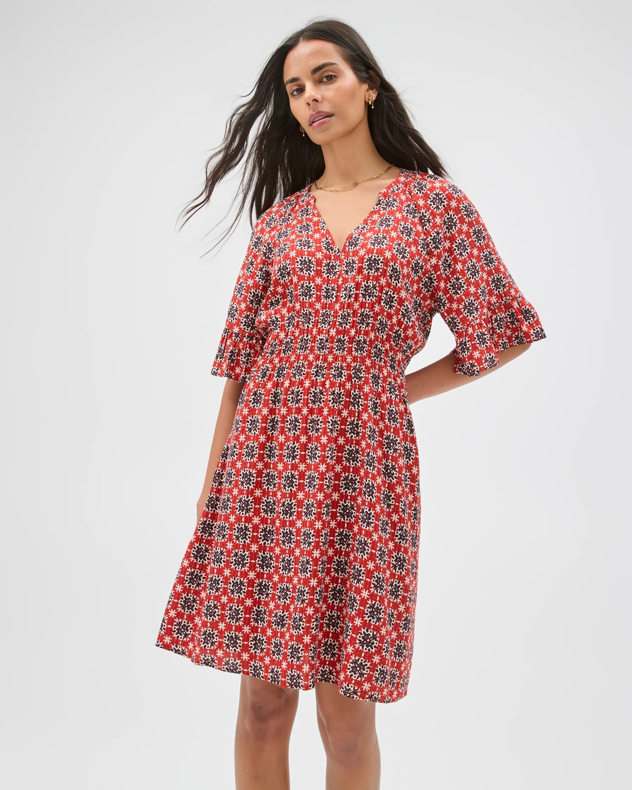 Short Sleeve Frill Detail Mini Dress 3 of 6