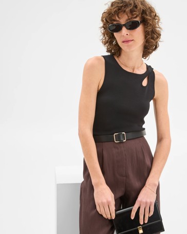 Sleeveless Crepe Knit Tank Top - Preview