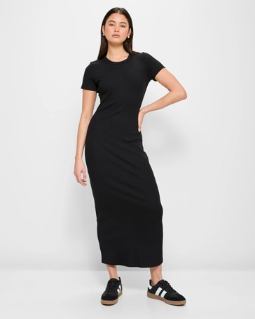 Australian Cotton Blend Rib Maxi T-Shirt Dress - Lily Loves