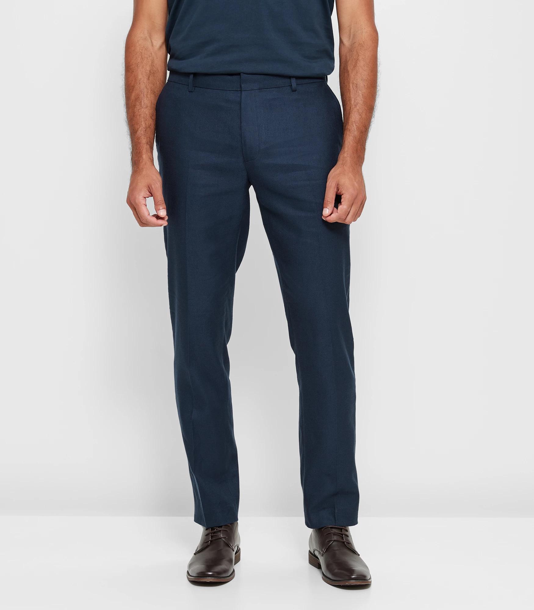 Tailored Fit Linen Blend Suit Trousers - Preview