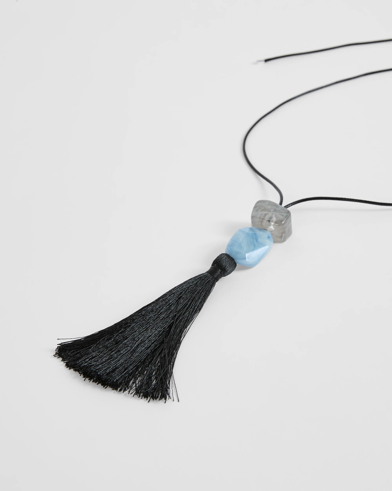 Bead Tassel Pendant Necklace - Black 2 of 2