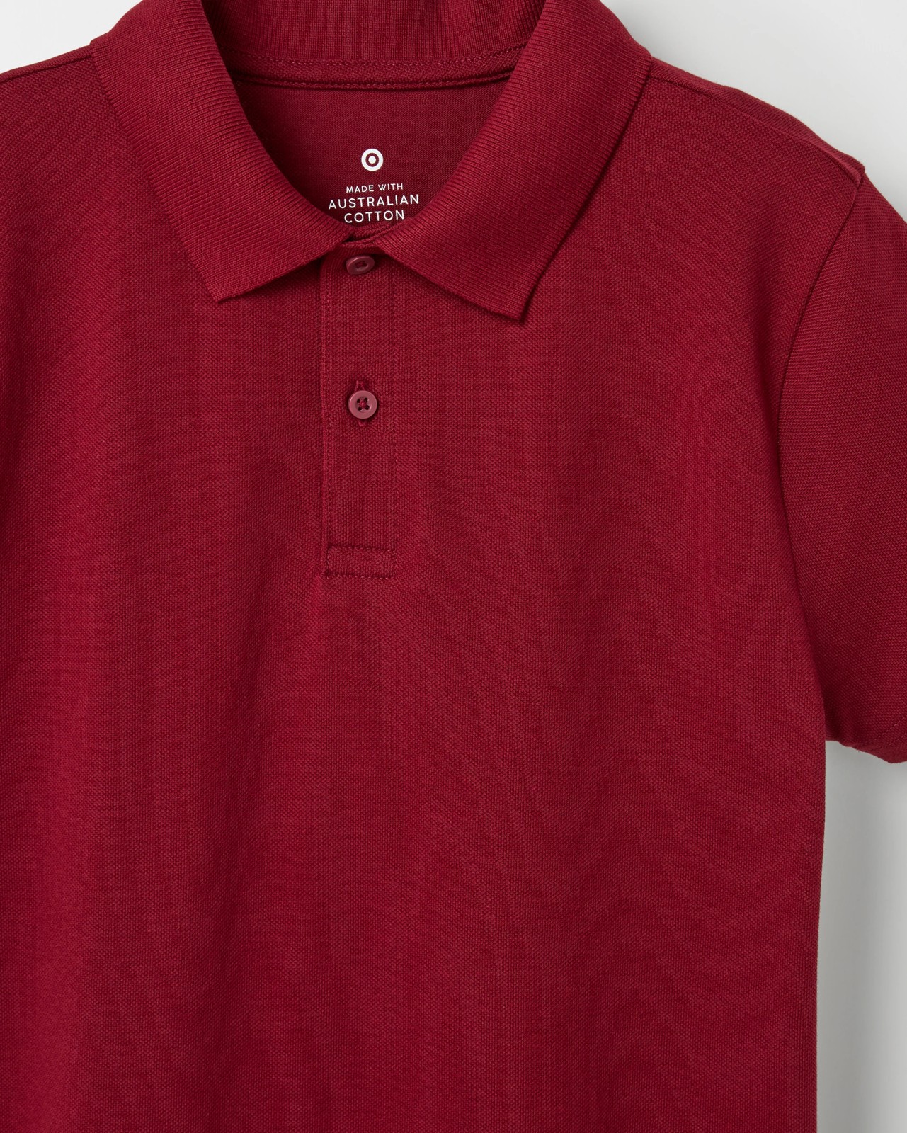 Australian Cotton School Polo T-Shirt - Burgundy 2 of 3