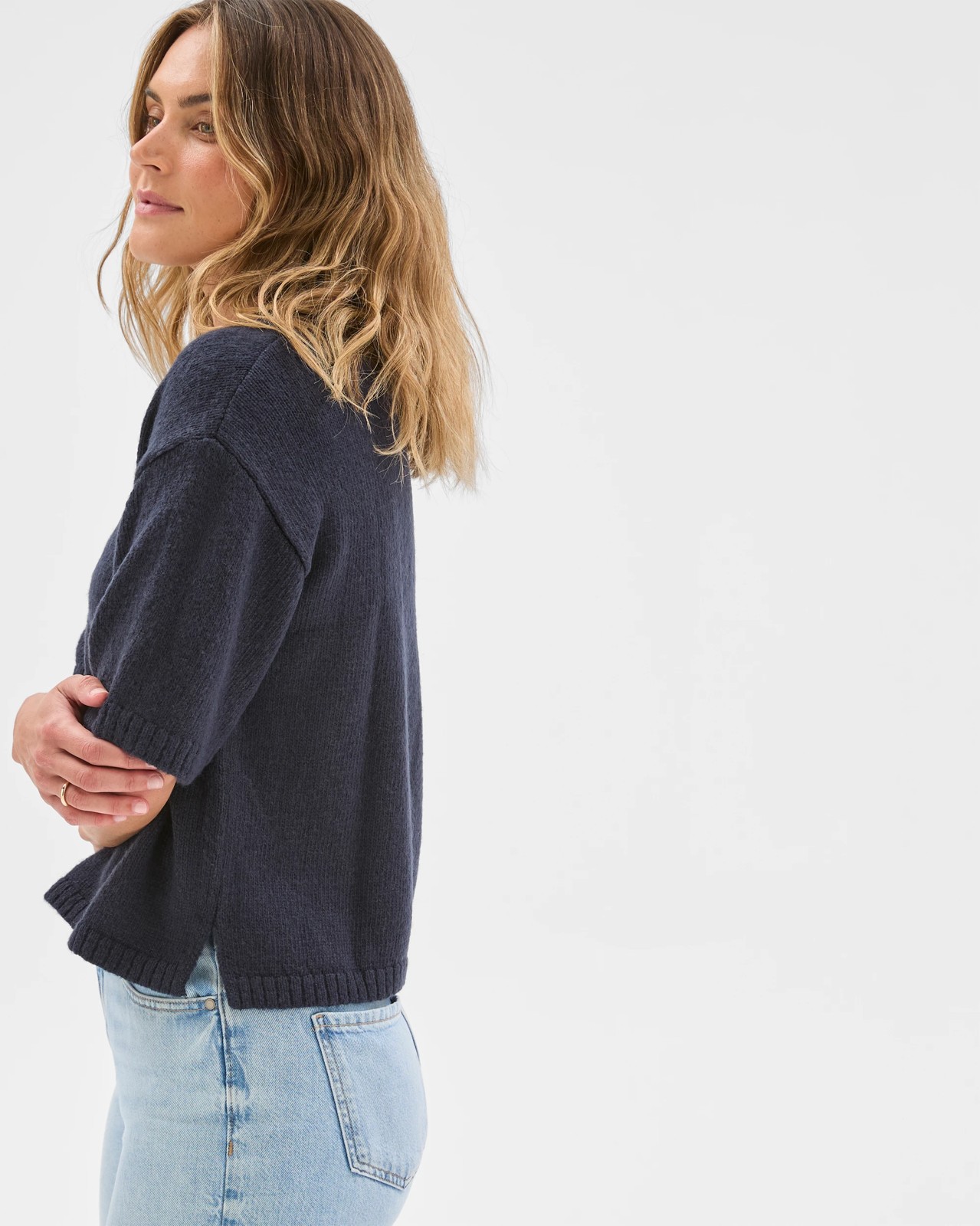 Twist Slub Polo Knit T-Shirt - Dove Marle 5 of 6