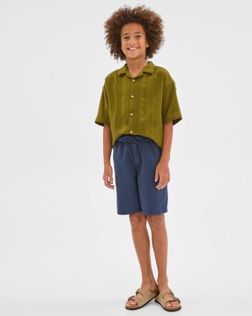 Elastic Waist Chino Shorts