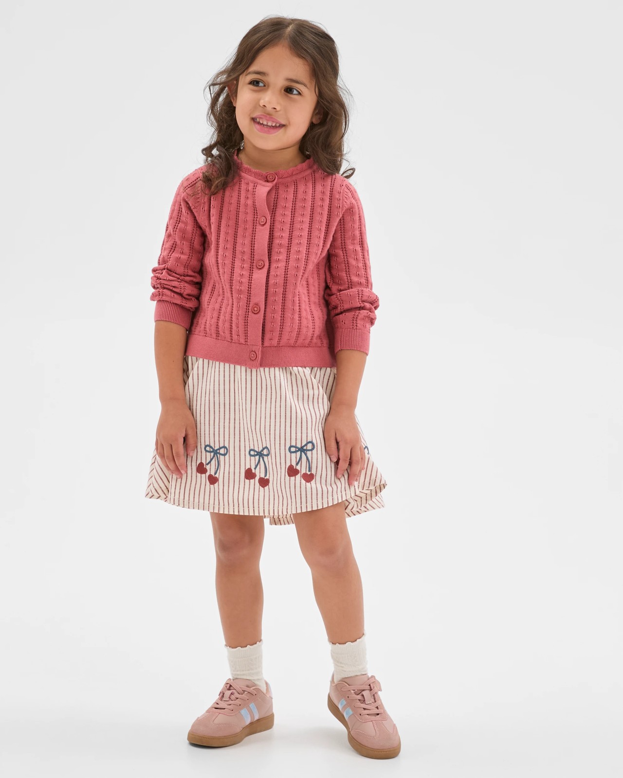 Australian Cotton Knit Cardigan and Skirt Set - Red 2 of 5