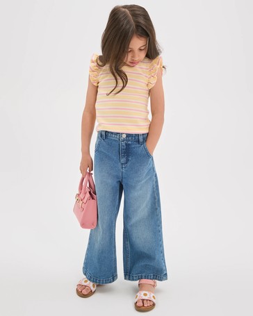 Australian Cotton Ruffle Sleeve Rib Tank Top