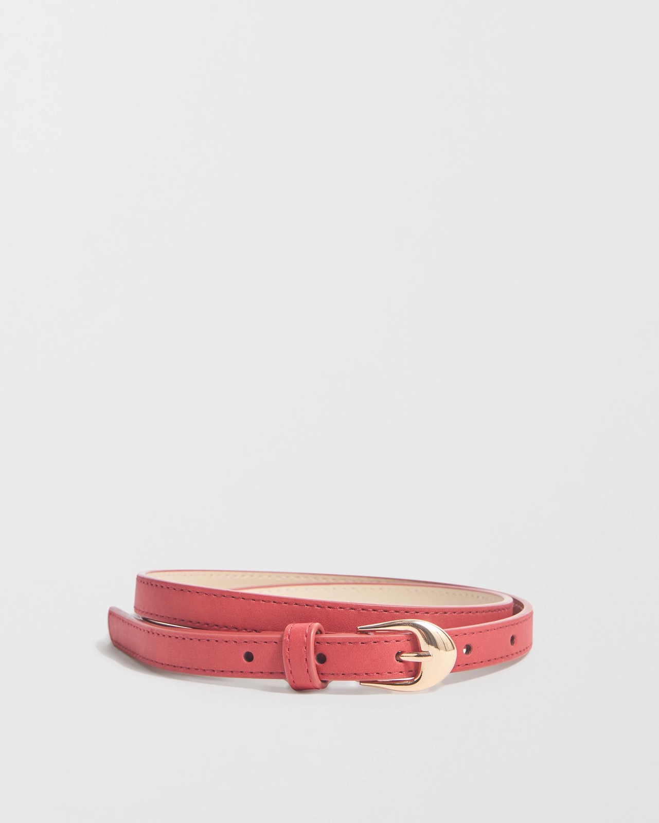 2 Pack Faux Suede Slim Belts - Red + Blue 3 of 5