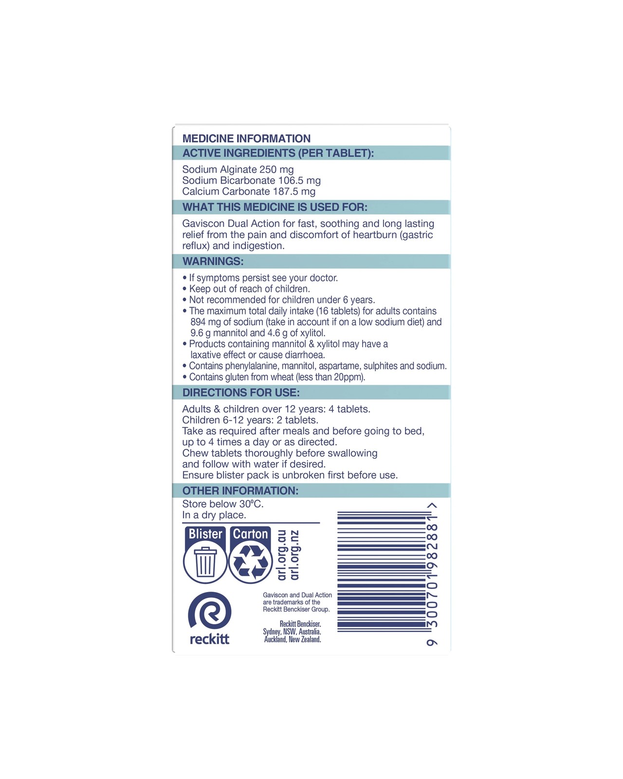 16 Pack Gaviscon Dual Action Tablets - Peppermint 3 of 6