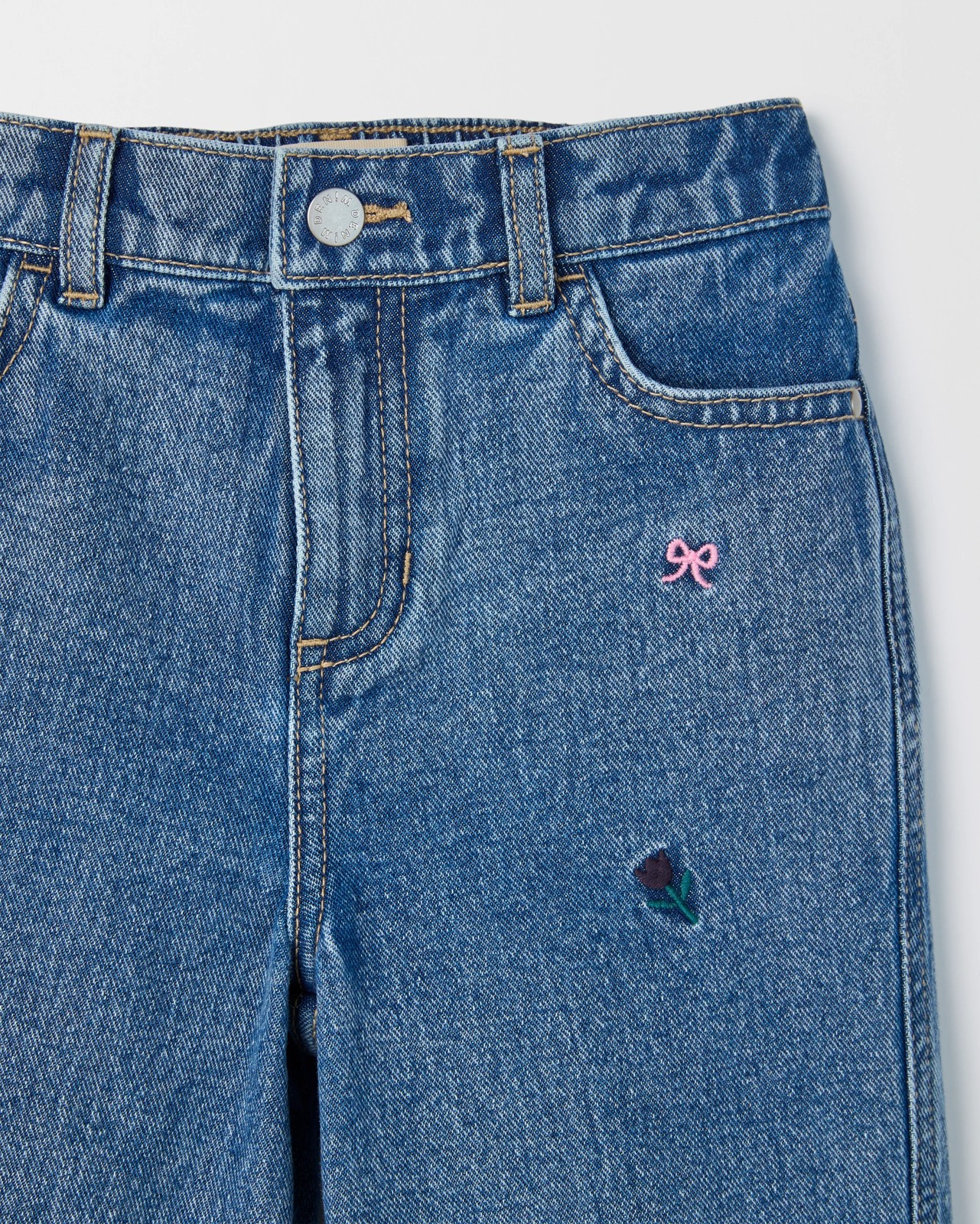Embroidered Barrel Leg Denim Jeans 6 of 6