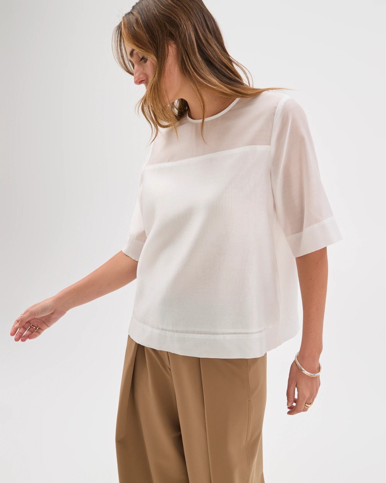 Preview Sheer Detail Blouse - Cloud Dancer 5 of 6