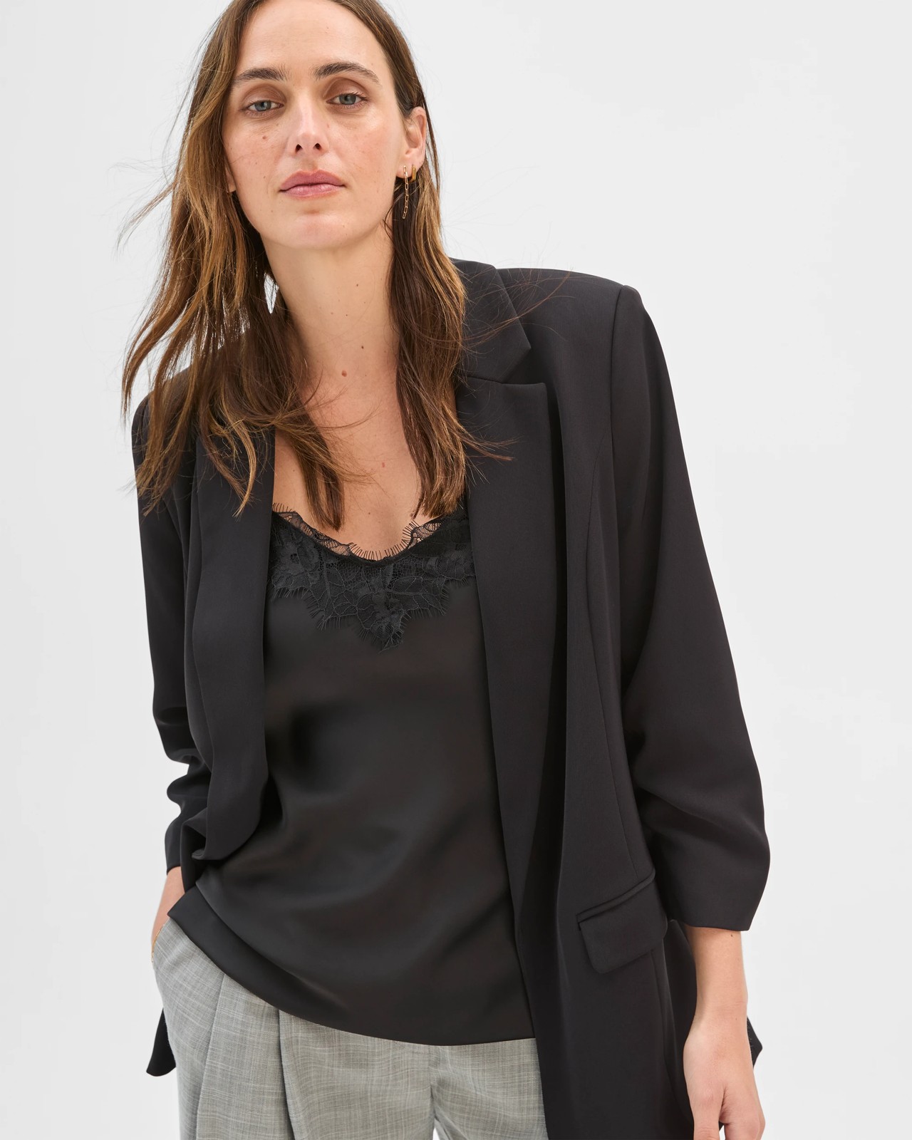 Preview Ruched Sleeve Blazer - Black 5 of 5