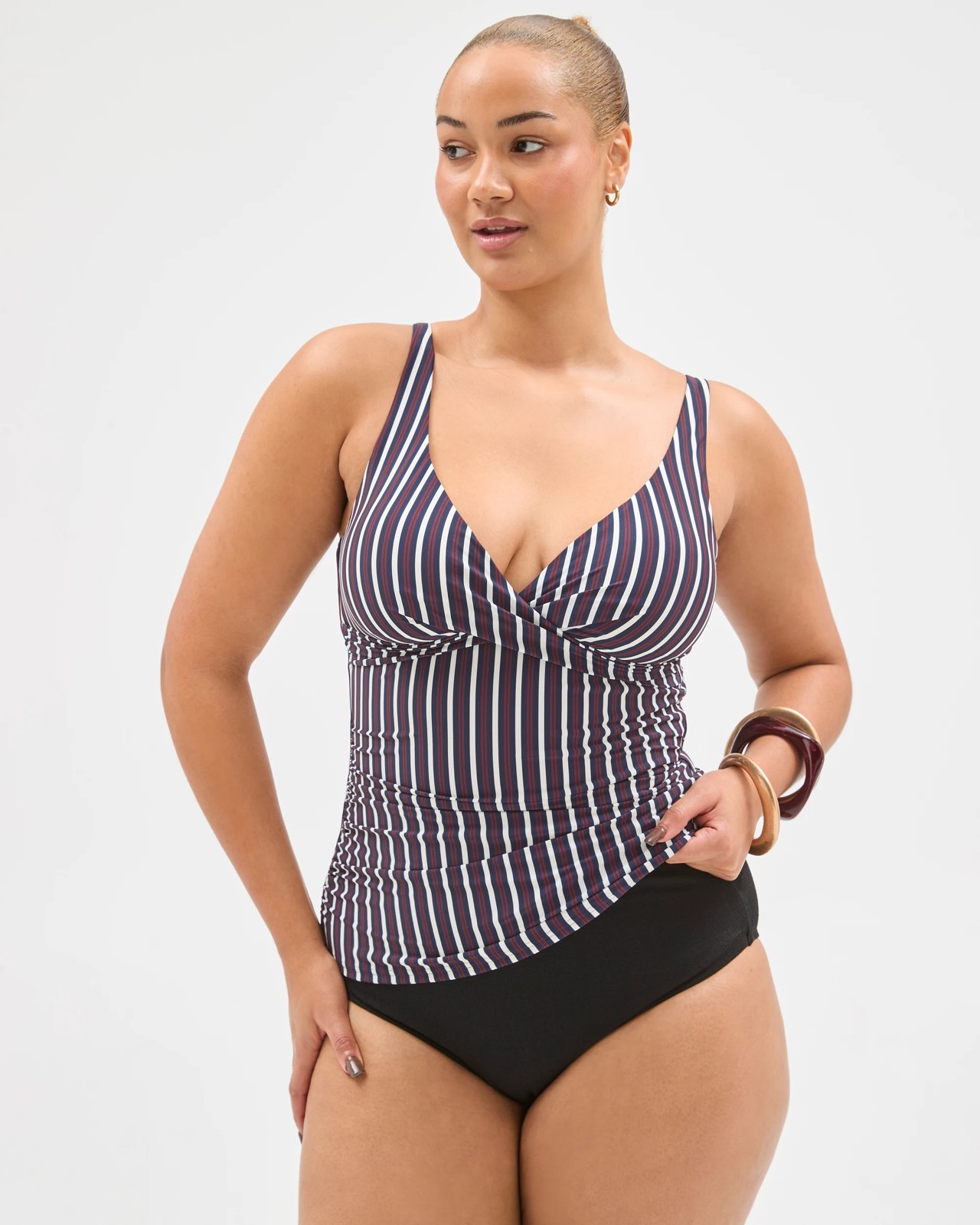 Shape Your Body Resort V-Neck Matte Micro Swim Tankini Top 2 of 5