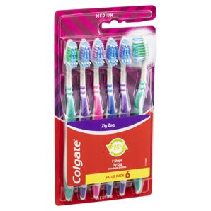 Colgate Medium ZigZag Toothbrushes - 6 Pack