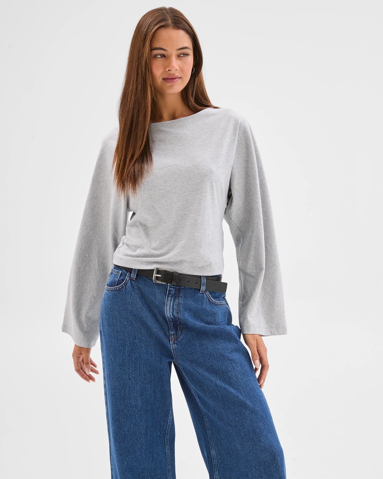 Lily Loves Australian Cotton Cinch In Long Sleeve Top - Grey Marle 4 of 6