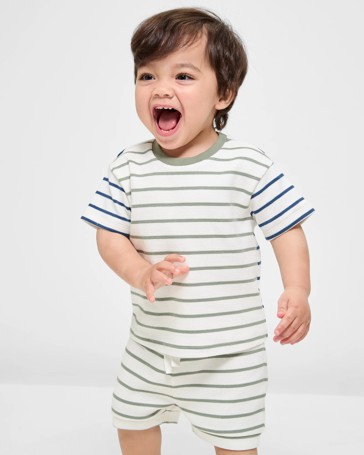 Baby Top and Shorts Waffle 2 Piece Set - Stripe